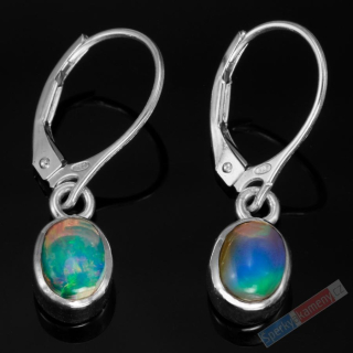 Minimalistické stříbrné náušnice (Ag 925/1000) s drahým opálem QA, oválky cca 9 x 7 mm, RARITA (ODR1028U)