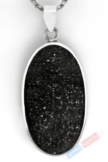 Větší stříbrný přívěsek (Ag 925/1000) s Black Sun Stone QA, ovál cca 43 x 25 mm, RARITA (BSS1513P)