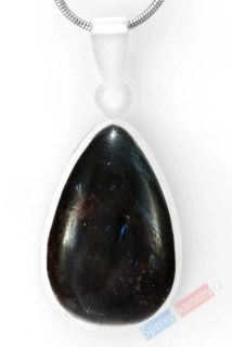 Stříbrný přívěsek (Ag 925/1000) s nummitem QA, kapka cca 29 x 19 mm, RARITA (NT5142P)