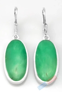 Stříbrné náušnice (Ag 925/1000) s chryzoprasem QAA, ovály cca 24 x 13 mm, RARITA (CHR1217U)