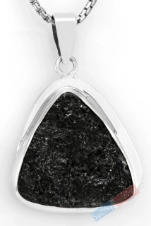 Unisex stříbrný přívěsek (Ag 925/1000) s turmalínem skorylem QAA, cca 31 x 31 mm, "ochrana proti negativní energii" (TU1325P)