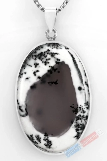 Velký stříbrný přívěsek (Ag 925/1000) s merlinitem QA, ovál cca 51 x 34 mm, RARITA (OD1818P)