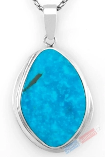 Unisex stříbrný přívěsek (Ag 925/1000) s arizonským tyrkysem QAA, cca 38 x 28 mm, nádherná barva, "letní obloha nad Arizonou", RARITA (TYS1416P)
