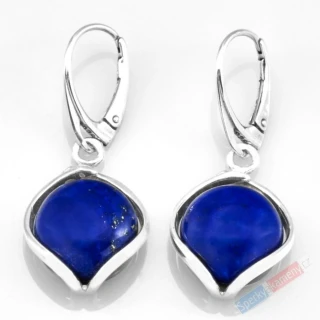 Stříbrné náušnice (Ag 925/1000) s lapisem lazuli QA, oválky cca 18 x 17 mm (LL1007U)