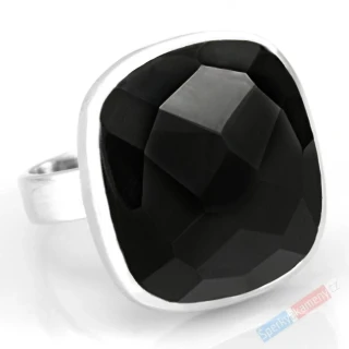 Unisex stříbrný prsten (Ag 925/1000) s broušeným onyxem QA, vel. kamene cca 22 x 20 mm (ON7866R)