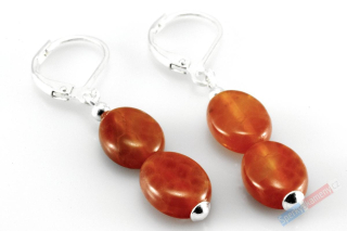 Stříbrné náušnice (Ag 925/1000) s ohnivým achátem QA, 20 mm (ACHO170U)
