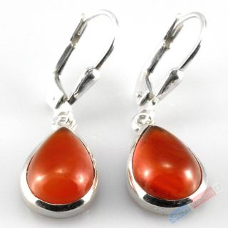 Stříbrné náušnice (Ag 925/1000) s karneolem QA, kapky cca 10 mm, výrazná oranžová barva (KA5142U)