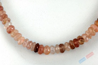 Náhrdelník z broušeného malinového křemene QA, čočky cca 4 x 8 mm, stříbro Ag 925/1000 (MK638B)