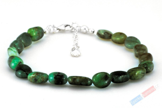 Náramek z přírodního smaragdu, oválky cca 8-10 mm, stříbro Ag 925/1000 (SM375NS)