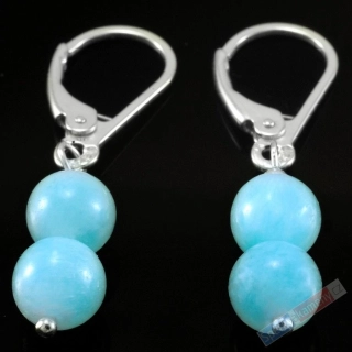 Náušnice z hemimorfitu QAA (velmi podobný larimaru), kuličky cca 9 mm, stříbro Ag 925/1000, RARITA (HM290U)