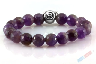 Náramek z broušeného tmavého ametystu "fialová energie", kuličky 8 mm (AM110NS)