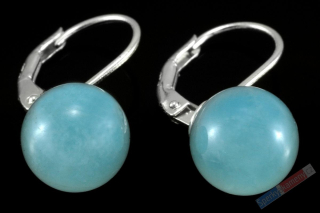 Závěsné náušnice z akvamarínu QA, kuličky ca 9 mm, stříbro Ag 925/1000 (AK5144U)