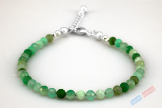 Náramek z přírodního kolumbijského broušeného smaragdu QA, kuličky cca 5 mm, stříbro Ag 925/1000 (SM8501NS)