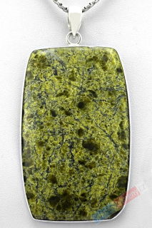 Stříbrný přívěšek (Ag 925/1000) se serpentinem QA, cca 64 x 40 mm (SE4371P)