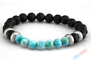 Pánský náramek z lávy a larimaru QA "obranyschopnost, ochrana, harmonie a síla" (LR229NS)