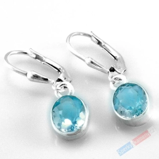 Stříbrné náušnice (Ag 925/1000) s brouš. topazy QA, ovály cca 9 mm "laguna Bora Bora" (TP3941U) 