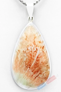 Velký stříbrný přívěšek (Ag 925/1000) se skolecitem QAA, kapka cca 50 mm "andělská křídla", RARITA (SC2118P)