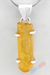 Unisex stříbrný přívěsek (Ag 925/1000) se vzácným zlatým topazem QAA, krystal cca 21 x 7 mm (TP1155P)