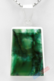 Unisex stříbrný přívěsek (Ag 925/1000) s nefritem QA, cca 29 x 21 mm (NE1216P)