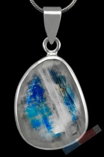 Stříbrný přívěsek (Ag 925/1000) s broušeným bílým měsíčním kamenem QAA, cca 26 x 20 mm, nádherná opalizace (ME9075P)