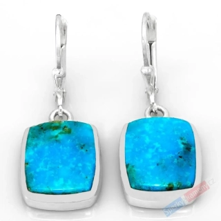 Stříbrné náušnice (Ag 925/1000) s arizonským tyrkysem QA, cca 16 x 12 mm, RARITA (TYS7864U) 