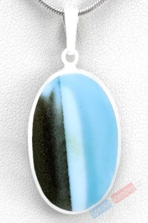 Stříbrný přívěsek (Ag 925/1000) s modrým opálem QA, ovál cca 28 mm, RARITA (OPM6054P) 